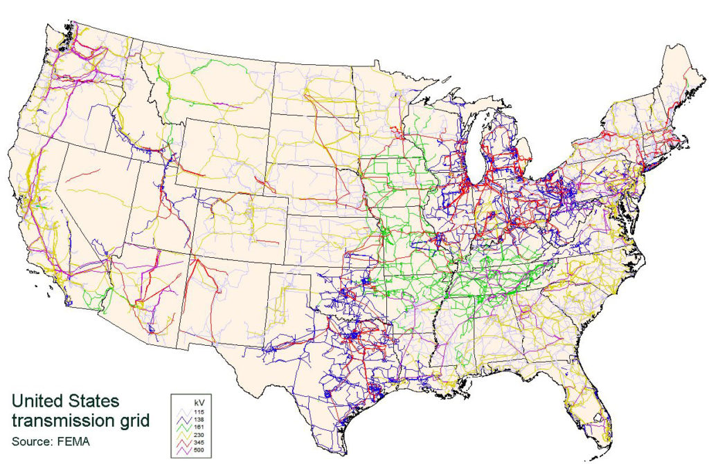 Map of United States transmission grid